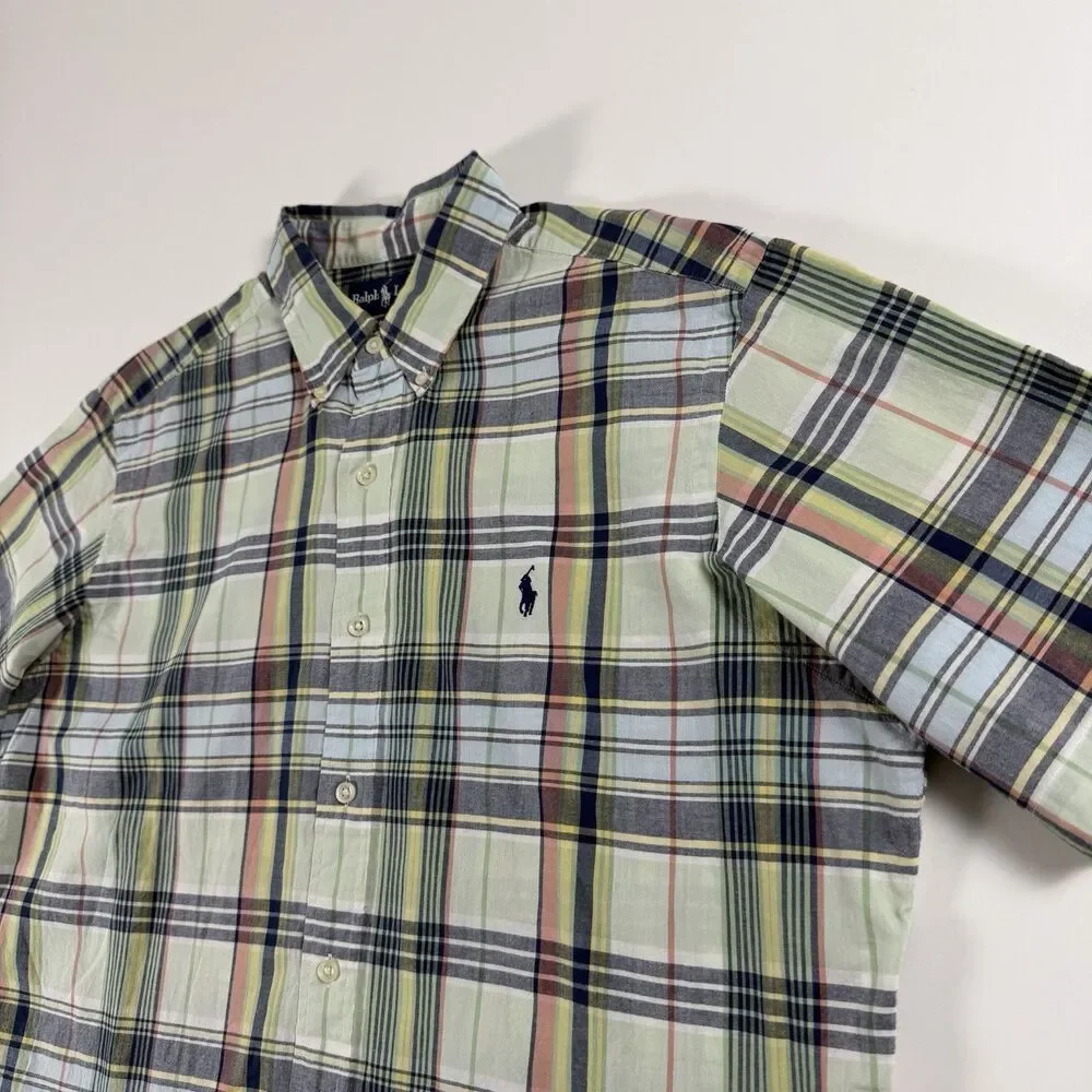 Polo Ralph Lauren Boys L 14-16 Classic Fit Plaid Short Sleeve Shirt